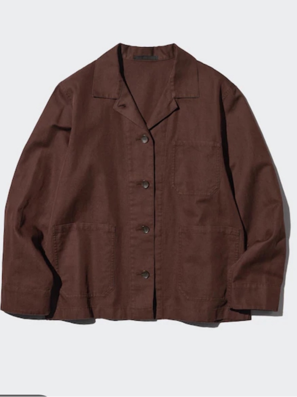 Uniqlo Women's Linen-Blend Boxy Jacket in Brown